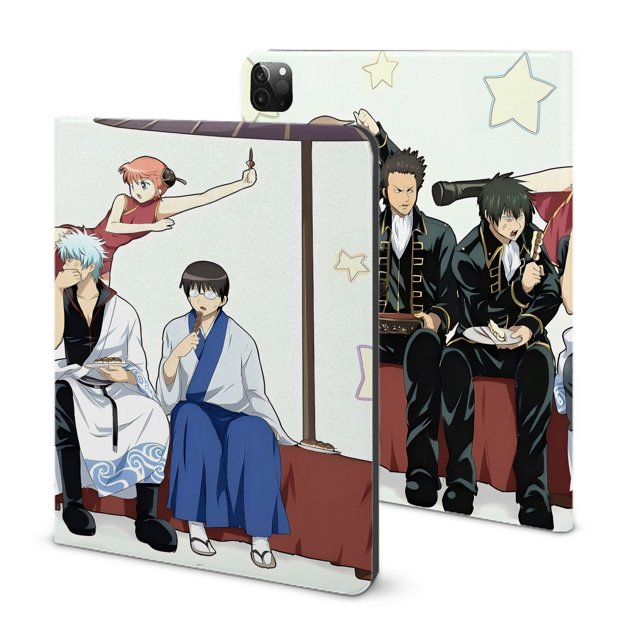 （画像用） ぎんたま 坂田銀時（さかたぎんとき） 神楽 志村新八（しむら しんぱち） GINTAMA Sakata Gintoki Kagura Shimura Shinpachi IPadケース ペンホルダー付き ブックスタイルデザイン